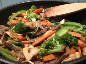 Stir fry, cooked in a little bit of coconut oil. Yum!
