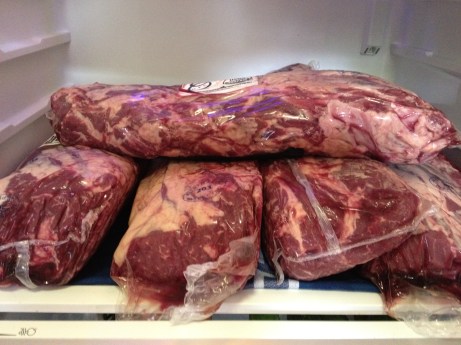 18kg of organic rib fillet in the bottom of our fridge!!